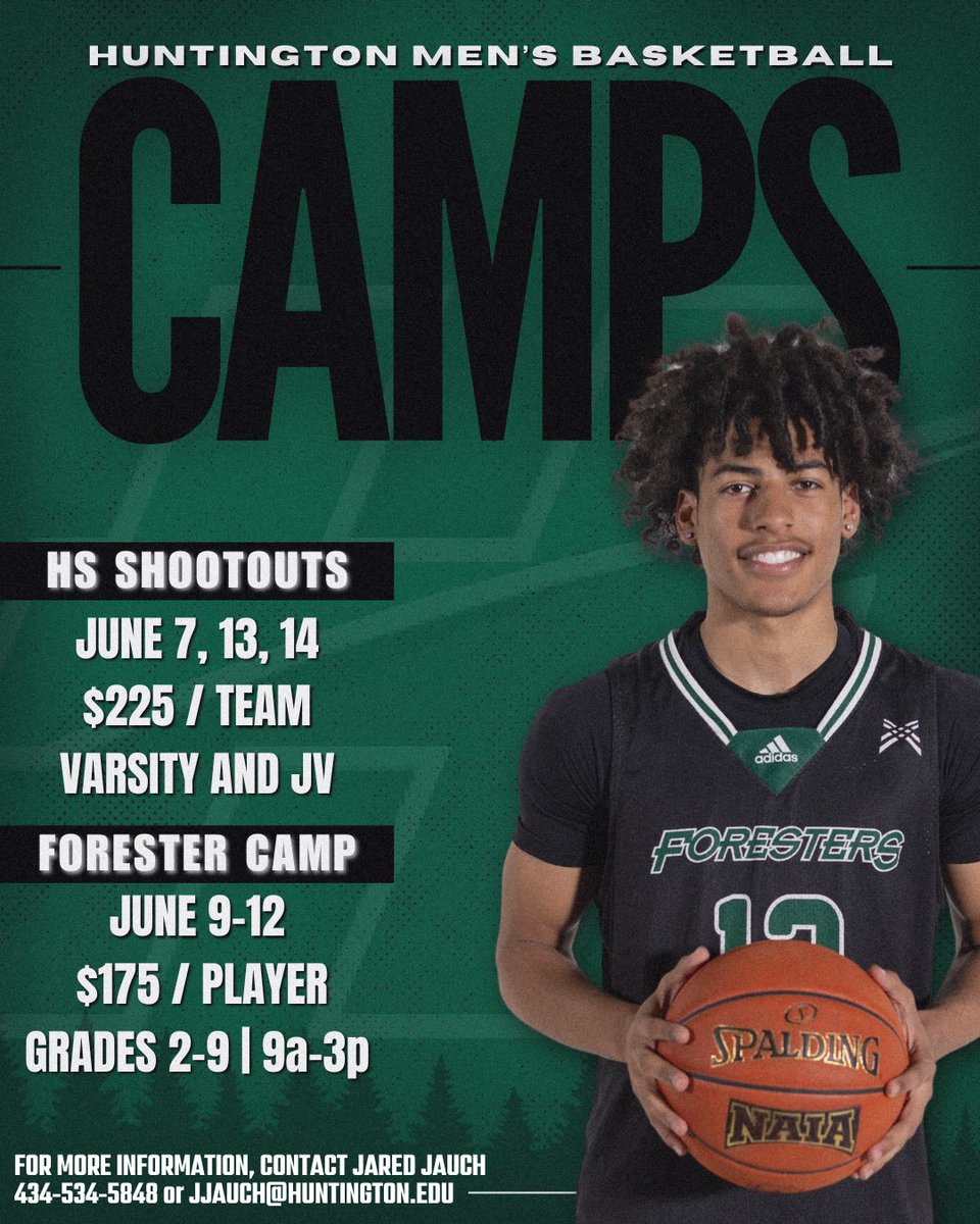 High School Shootouts and Forester Camp Registration is officially OPEN for this upcoming summer! 👀🌲🏀

For more information/registration, visit:
huntington.prestosports.com/camps