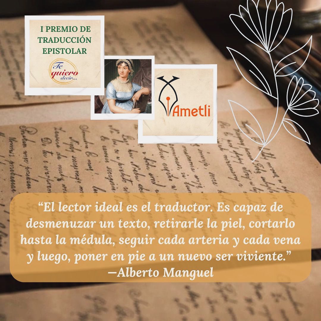 Premio de Traduccion Epistolar Te quiero decir…

Encuentra las bases en el link del perfil👆🏾

*Con la colaboración y gran apoyo de <a href="/ametliac/">Ametli, A.C.</a> 

#TeQuieroDecir #PremioRamonCordoba #EncuentroCristinaPacheco #PremioDeTraduccionEpistolar #AlbertoManguel #Traduccion
