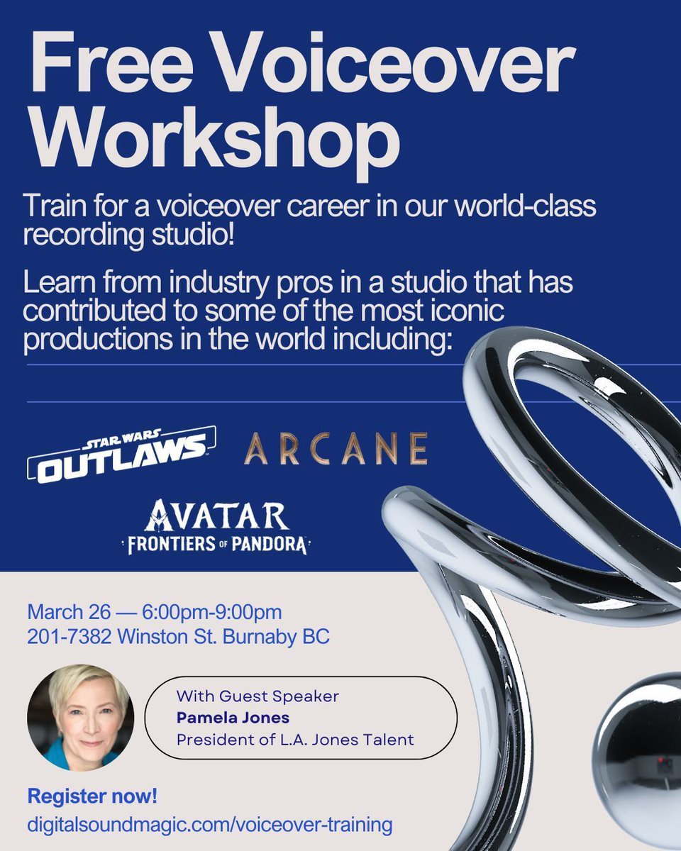 🚀 FREE VOICEOVER WORKSHOP! 🎙️

Ever dreamed of bringing characters to life with your voice?
Now’s your chance! Join our FREE Intro to Animation &amp; Character Voiceover workshop on March 26, 2025 and step behind the mic!

Sign up here for your free spot: bit.ly/41qLoyt