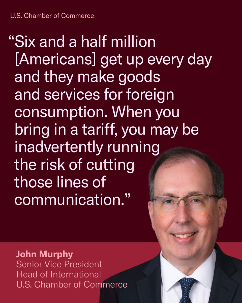 U.S. Chamber (@uschamber) on Twitter photo U.S. Chamber Senior Vice President and Head of International, <a href="/JGodiasMurphy/">John G. Murphy</a>, joined the <a href="/TechEd_Podcast/">The TechEd Podcast</a> this week to talk tariffs, the future of trade, and their impact on the American workforce.
➡️ Listen here: bit.ly/4iHVdPx U.S. Chamber Senior Vice President and Head of International, <a href="/JGodiasMurphy/">John G. Murphy</a>, joined the <a href="/TechEd_Podcast/">The TechEd Podcast</a> this week to talk tariffs, the future of trade, and their impact on the American workforce.
➡️ Listen here: bit.ly/4iHVdPx