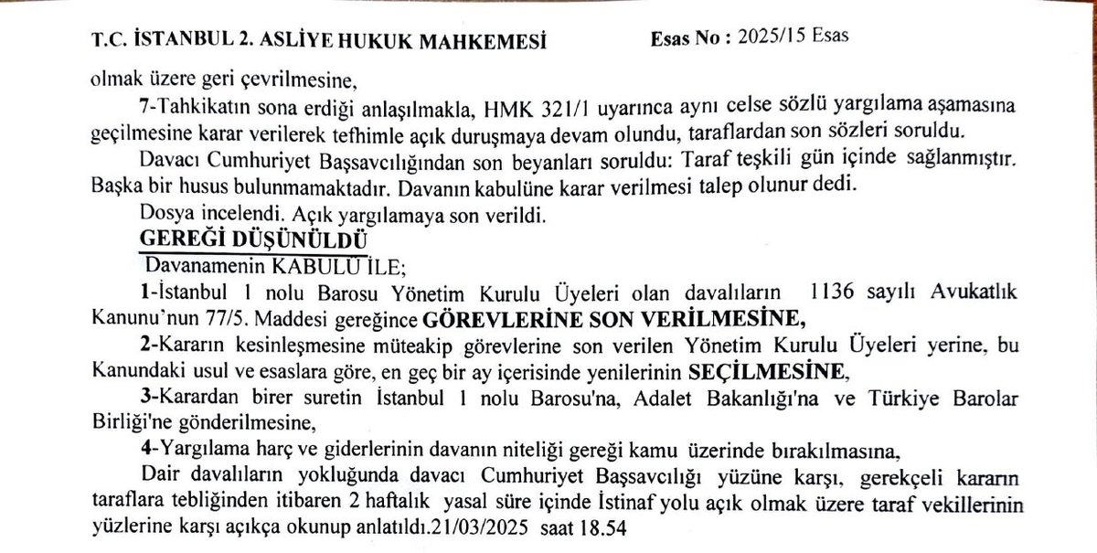 myeneroglu's tweet image. İstanbul Barosu yönetimi, hukuk dışı, keyfi bir kararla görevden alınmıştır.

Hukukun kılıfı altında bağımsız savunmaya yönelik bu darbe, geleceğe dair ümitleri daha fazla köreltmekte, Türkiye&apos;nin var olan sorunlarını daha fazla büyümektedir.