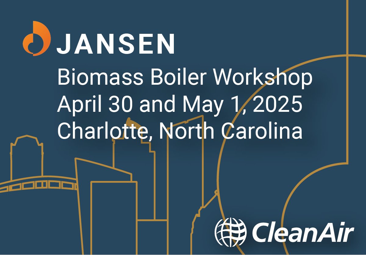 cleanairengr's tweet image. Only 15 spots left for the Spring 2025 Jansen Biomass Boiler Workshop in Charlotte, NC, April 30-May 1! Contact Cathy Thomas at Jansen for details. More info: hubs.ly/Q03cZb_r0