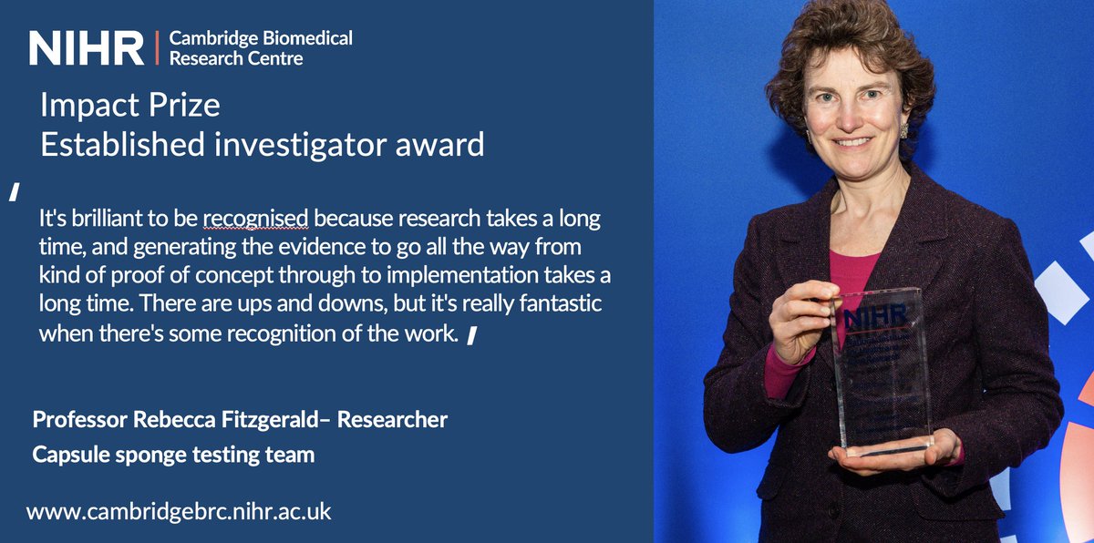 NIHR Cambridge Biomedical Research Centre (@cambridgebrc) on Twitter photo 🪇Many congratulations🪇 to The capsule sponge testing team <a href="/RFitzgerald_lab/">Rebecca Fitzgerald Lab</a> for winning an Established researcher award #NIHRImpactPrize
To read more >> bit.ly/4iLZX6S
<a href="/NIHRresearch/">National Institute for Health and Care Research</a> <a href="/CUH_NHS/">Cambridge University Hospitals NHS</a> <a href="/Cambridge_Uni/">Cambridge University</a> <a href="/CamBioCampus/">Cambridge Biomedical Campus</a> 🪇Many congratulations🪇 to The capsule sponge testing team <a href="/RFitzgerald_lab/">Rebecca Fitzgerald Lab</a> for winning an Established researcher award #NIHRImpactPrize
To read more >> bit.ly/4iLZX6S
<a href="/NIHRresearch/">National Institute for Health and Care Research</a> <a href="/CUH_NHS/">Cambridge University Hospitals NHS</a> <a href="/Cambridge_Uni/">Cambridge University</a> <a href="/CamBioCampus/">Cambridge Biomedical Campus</a>