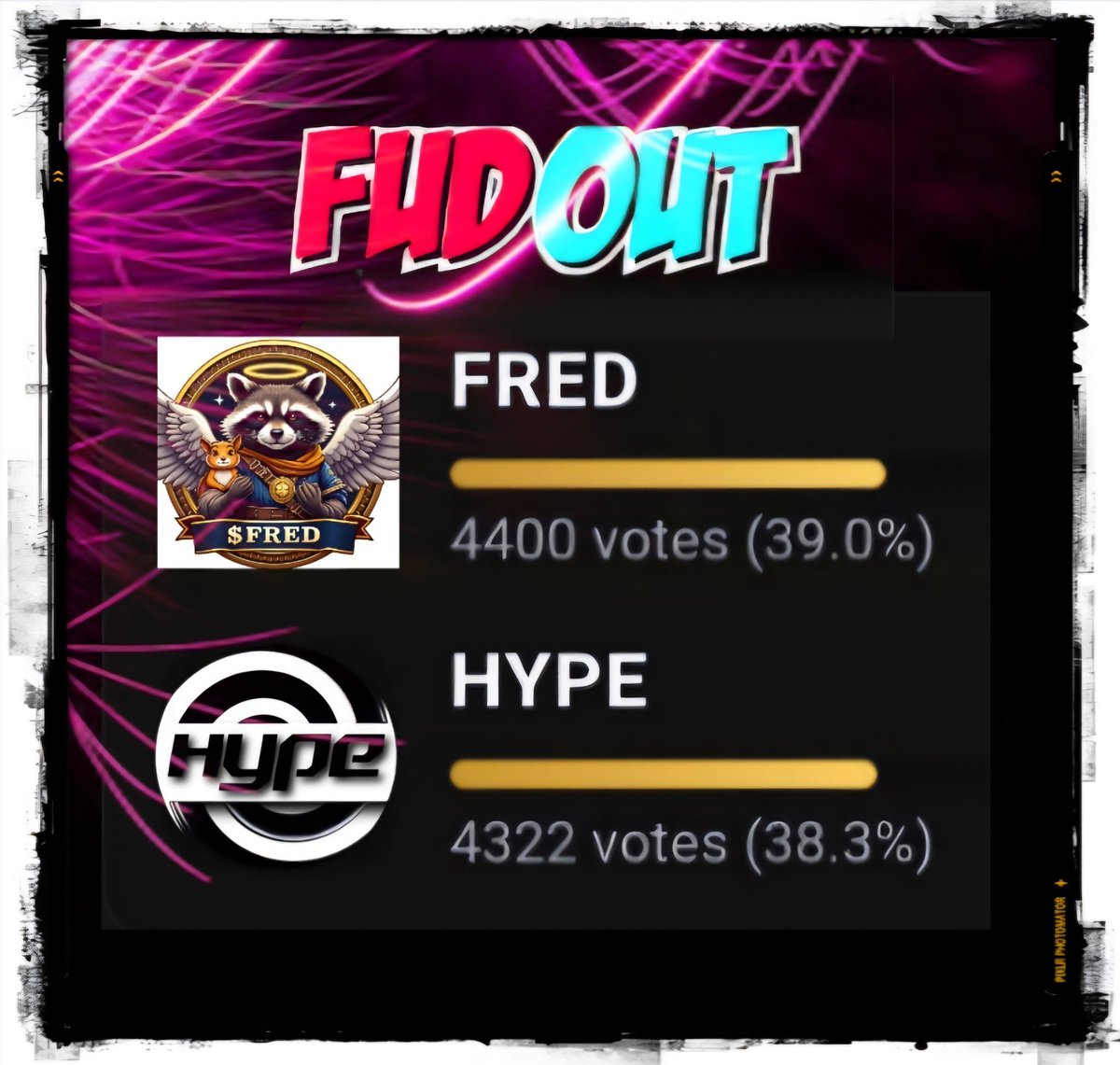 Chyld's tweet photo. Just dropped a commemorative Fred V Hype NFT on Rare. 🔥
What an epic battle!
$Fred $Hype #FudOut
https://t.co/o61l2dHhII https://t.co/Pmd7IPtlKk