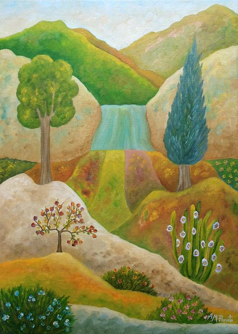 ampomata's tweet photo. This is my painting "Desert Wellspring". https://t.co/kKRD5wO55w