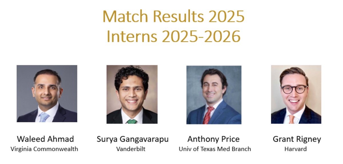 Congrats to the @VUMC_Neurosurg all-star group that matched in our inaugural class of 4 interns!