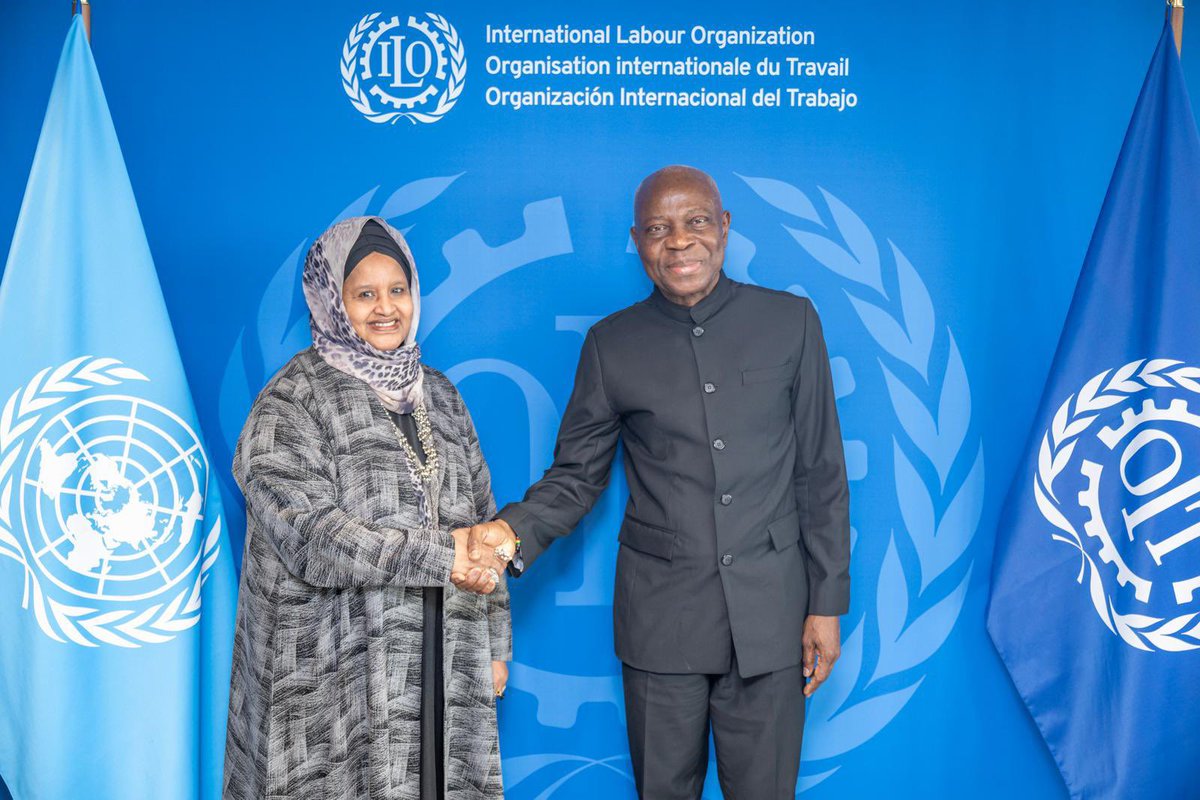 Somalia Mission to UN, Geneva (@somaliaungeneva) on Twitter photo Today, our Amb <a href="/KhadraDuale/">Ambassador Khadra Dualeh</a> met with <a href="/GilbertFHoungbo/">Gilbert F. Houngbo</a>, DG of <a href="/ilo/">International Labour Organization</a>, an organization devoted to promoting social justice. At the heart of their meeting: supporting Somali youth. They explored avenues for collaboration and building strong partnerships for the future. #Somalia #ILO Today, our Amb <a href="/KhadraDuale/">Ambassador Khadra Dualeh</a> met with <a href="/GilbertFHoungbo/">Gilbert F. Houngbo</a>, DG of <a href="/ilo/">International Labour Organization</a>, an organization devoted to promoting social justice. At the heart of their meeting: supporting Somali youth. They explored avenues for collaboration and building strong partnerships for the future. #Somalia #ILO