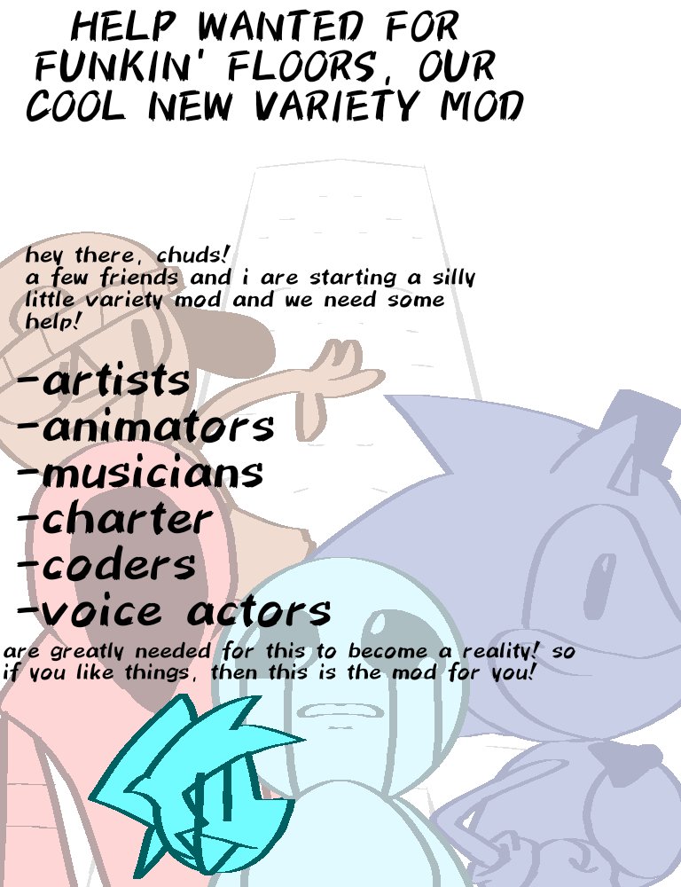 Hi guys
We're doing it again but this time the idea is more cooler
ME AND A FEW FRIENDS ARE MAKING A VARIETY MOD PLEASE PLEse pPLEASE HELP PLEA
#fridaynightfunkin #fnfmod #fridaynightfunkinmod