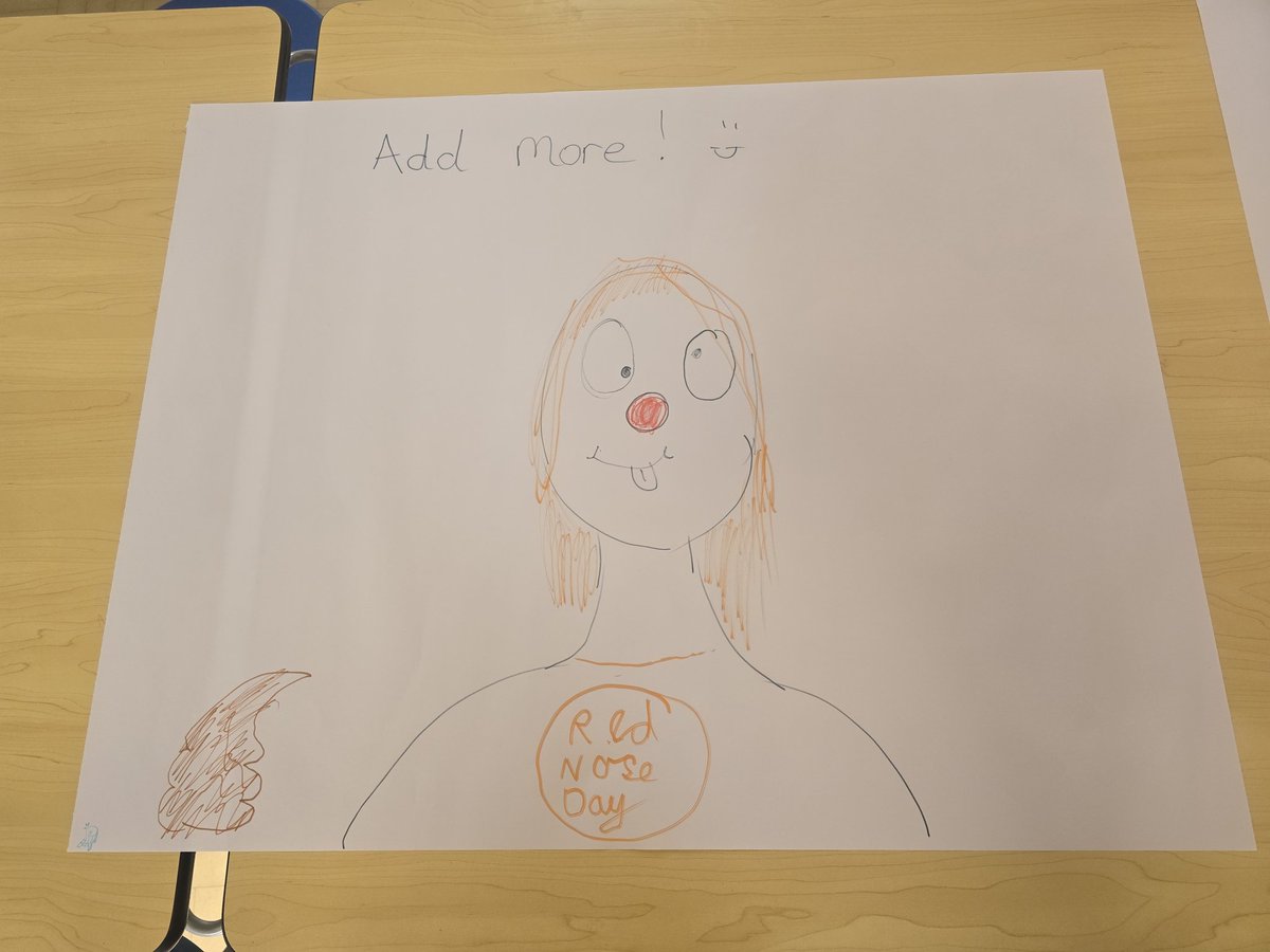 BClubWeelsby's tweet photo. For #Rednoseday the children in breakfast club were tasked to draw up red noses i love the results 😁 and a child from year 3 wrote what red nose day meant to her 🥰 https://t.co/OhBXlTWiMv