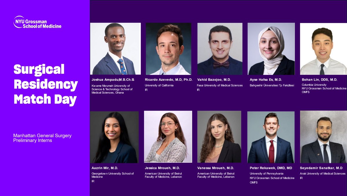 NYULH_Surgery's tweet photo. We are delighted to present our incoming class of trainees for the 2025-2026 academic year! Please join us in congratulating them and welcoming them to the #NYULHSurgery family! #match2025 https://t.co/rcIX4uvm2P