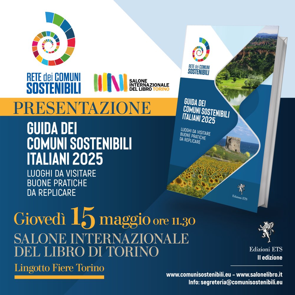 Siamo lieti come <a href="/comuni2030/">Comuni Sostenibili</a> di annunciare che la nuova edizione della Guida dei Comuni Sostenibili 2025, in uscita nel mese di aprile, sarà presentata anche al prestigioso <a href="/SalonedelLibro/">Salone Libro Torino</a> e l’iniziativa si svolgerà in uno degli spazi dell’evento, il Caffè Letterario.

La Guida,