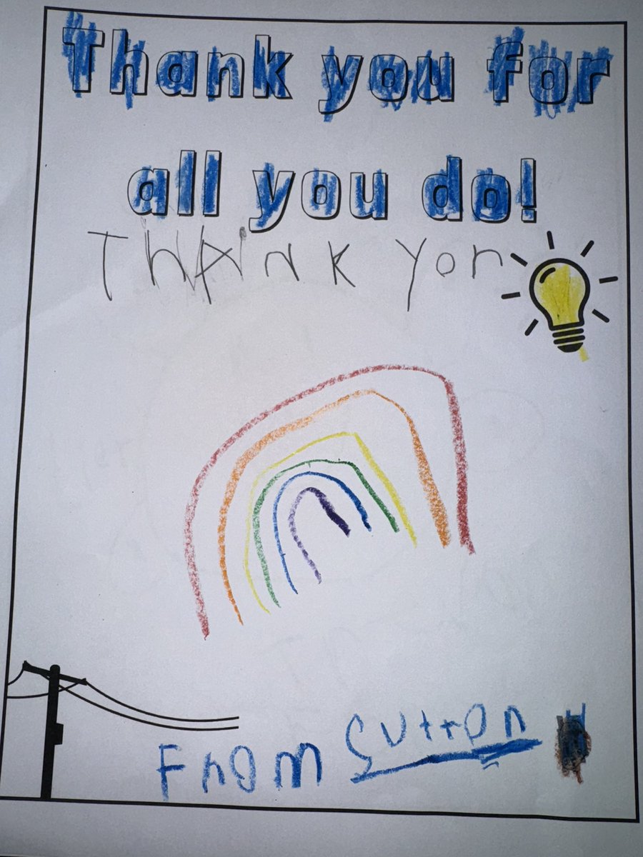 cccwithmrsg's tweet photo. Today we made thank you notes that were delivered to our local linemen to thank them for the tireless work they do! ❄️🔌🩵

If these don’t bring some smiles to some faces, I don’t know what will! 

Thank you, linemen!! https://t.co/K8z1BAVM5w