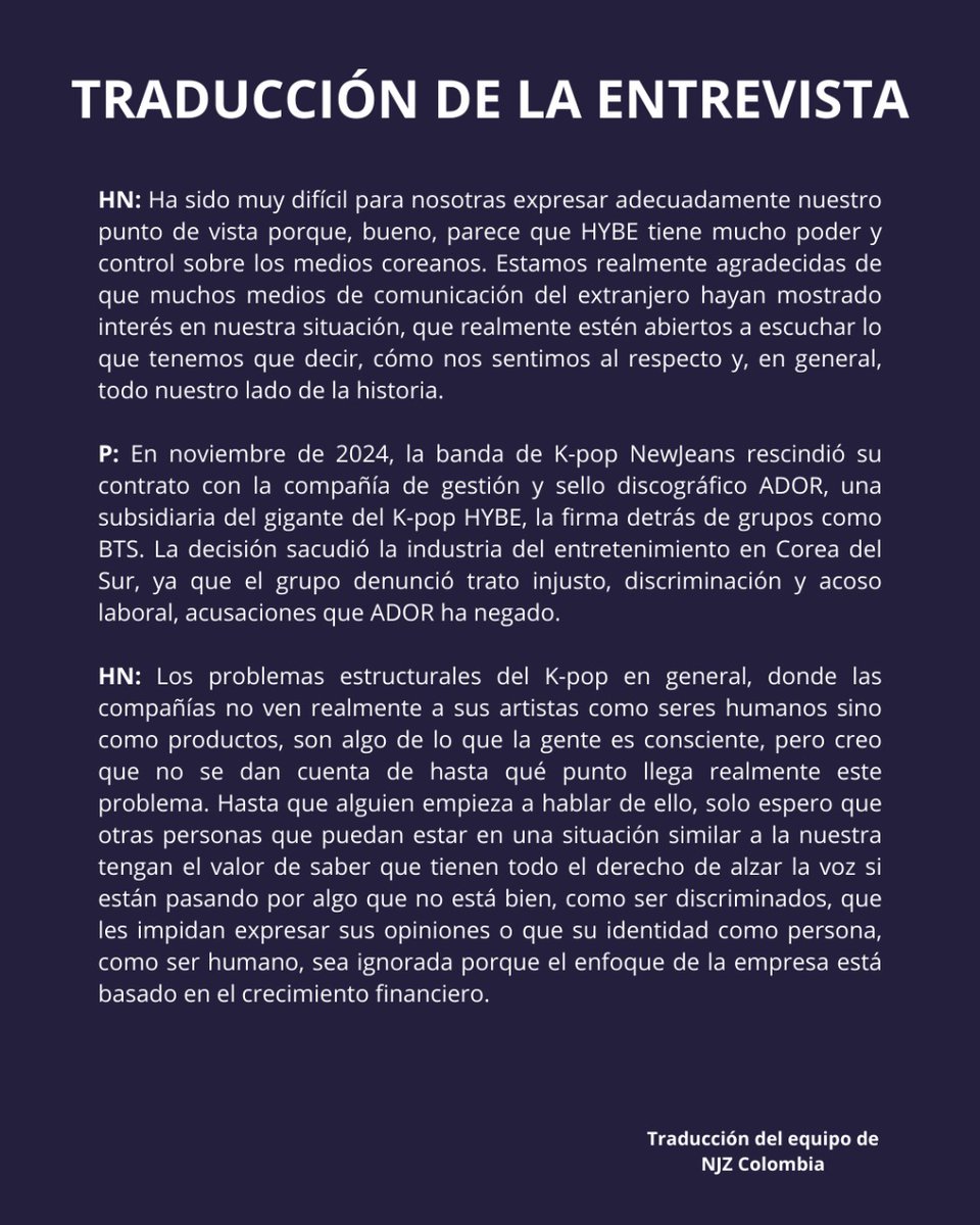 NJZ_Colombia's tweet photo. ˖♡₍ᐢ..ᐢ₎ TIME / 📰 ˖♡₍ᐢ..ᐢ₎ ♡
#NJZ
La revista TIME realizo una entrevista a las chicas respecto a la rescisión del contrato.
🦁
#NewJeans #뉴진스 #JeanZ #Minji #민지 #Hanni #하니 #Danielle #다니엘 #Haerin #해린 #Hyein #혜인 #Bunnies #Tokki #njz #NJZ https://t.co/E6HZ2fGle9