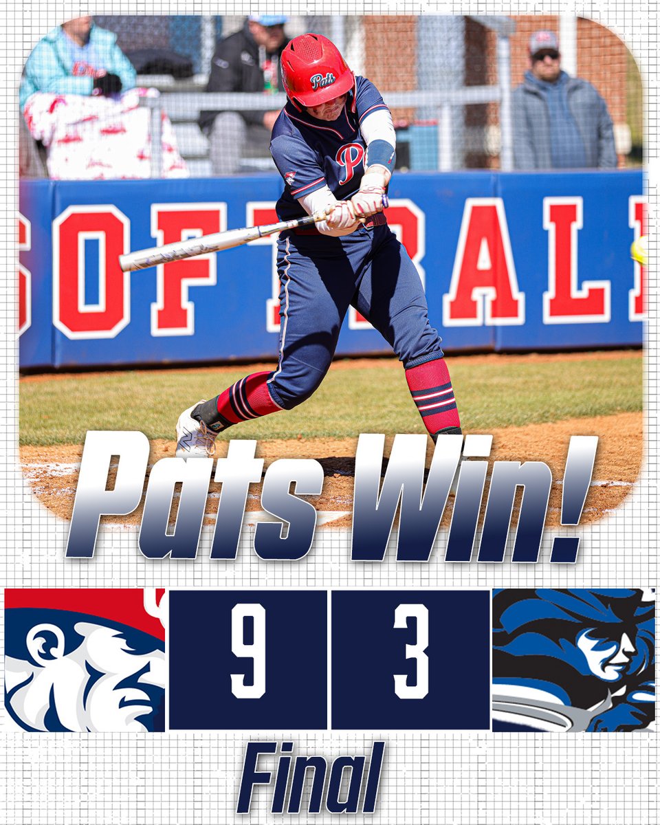 Pats remain unbeaten in MSC play with 9-3 win over Lindsey Wilson!! 

Atkins: 2-4, 4 RBI's, HR
Turnbow: 2-3, 2 RBI's, 2 2B
Shope: CG, 3 R, 8 K's

#ESGP // #OneBigTeam