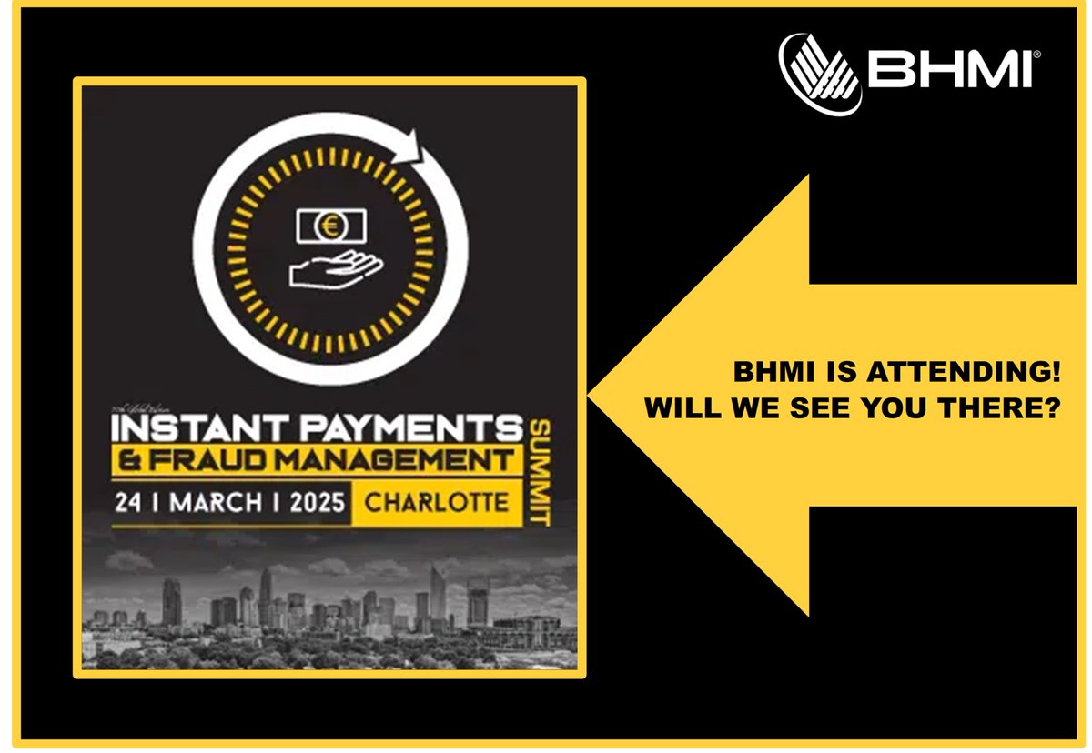 On Monday, March 24th, BHMI will be in Charlotte for the Instant Payments &amp; Fraud Management Summit. If you're attending, reach out to Donna Blum at  linkedin.com/in/donnablum/ so we can connect. We hope to see you in Charlotte!