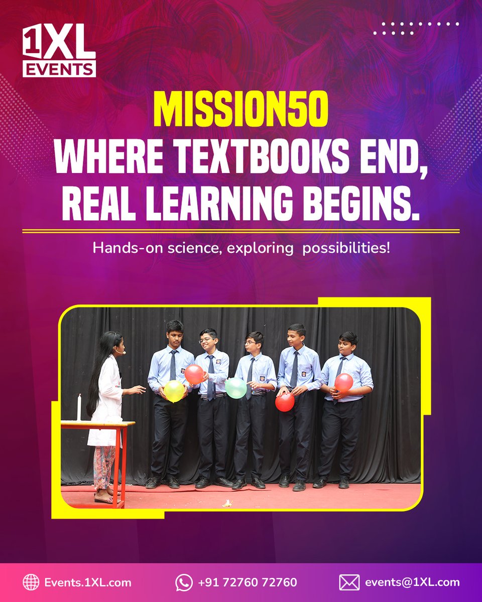 1XLEvents's tweet image. Science comes alive with curiosity! At #MISSION50 – Event No. 46, #1XLEvents &amp;amp; Jainam &amp;amp; Jivika turned Chavara Public School, Dhule into a hub of discovery with hands-on experiments!
Watch now! 
youtu.be/syodaYydumg
#ScienceMadeFun #STEMEducation #1XL #1XLUniverse