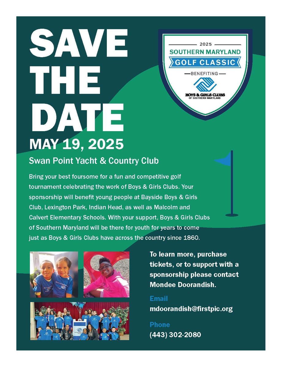 Join us in supporting The Boys and Girls Clubs of Southern MD by participating in an exciting golf tournament. Enjoy a day on the course while aiding a worthy cause and nurturing youth growth in our community. See you on the greens! #GolfForGood #YouthEmpowerment