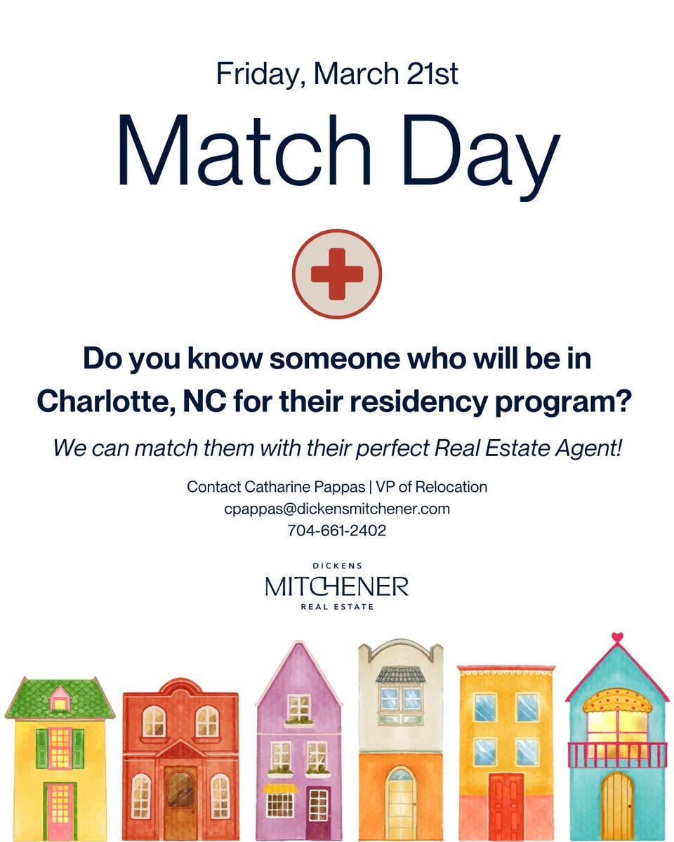 Happy Match Day to all the future residents heading to Charlotte! Our Relocation Department is here to help match you with a local real estate agent and help you find the perfect place to call home. Let us make your transition seamless, so you can focus on what matters most!