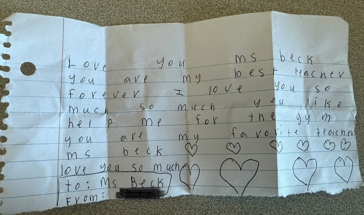 Sweet notes like these from students truly brighten my day!