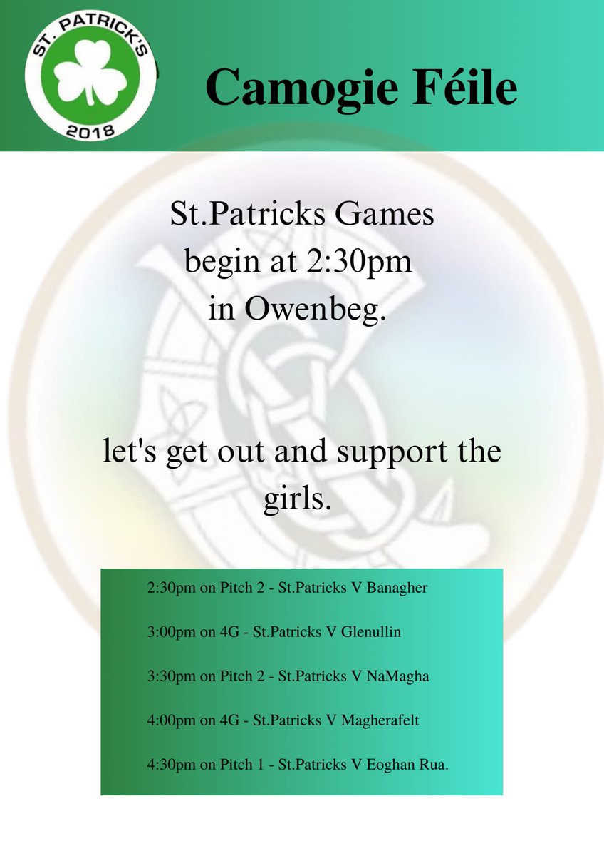 Our girls are out tomorrow (Saturday) for the Féile! 

Good luck girls ☘️

Let's get out and support them!