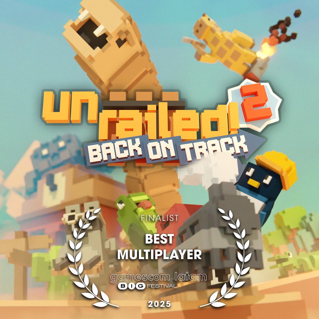 Unrailed 2: Back on Track🚂OUT NOW! (@indoorastronaut) on Twitter photo We have some choo-rrific news 📣
Unrailed 2 has been nominated as a Finalist for Best Multiplayer at <a href="/BIG_Festival/">gamescom latam BIG Festival 🎮</a> Awards at gamescom latam 🚂 🎉
Thank you to all our amazing players, your support means the world to us! We have some choo-rrific news 📣
Unrailed 2 has been nominated as a Finalist for Best Multiplayer at <a href="/BIG_Festival/">gamescom latam BIG Festival 🎮</a> Awards at gamescom latam 🚂 🎉
Thank you to all our amazing players, your support means the world to us!