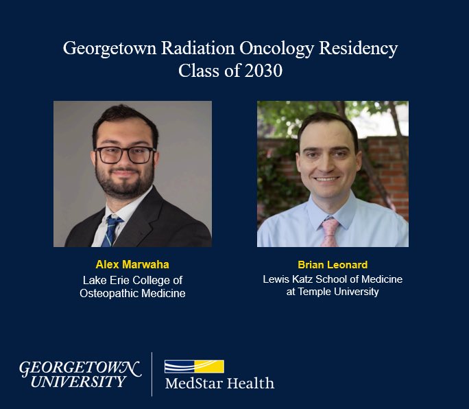 Thrilled to welcome our newest members to the Georgetown Rad Onc family! 

Congrats Alex and Brian! ☢️ 🎉 ‼️ 

#Match2025 #RadOnc #LombardiCancerCenter