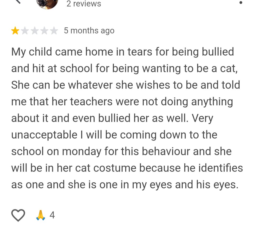 metalm92's tweet photo. Looking at schools for my kids to move zones for, look at my old college and see low star rating.

See reviews like this and I laughed hard https://t.co/afxjyXmyii