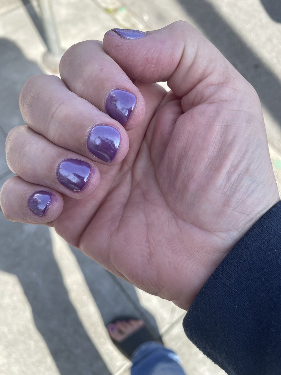 JeffWritesWyrd's tweet photo. Purple, the color of royalty, wealth, the powerful, and my queer ass for the next month. Feelin’ pretty as fuck. #Screamin #ManiPedi https://t.co/n5MND6ArpW