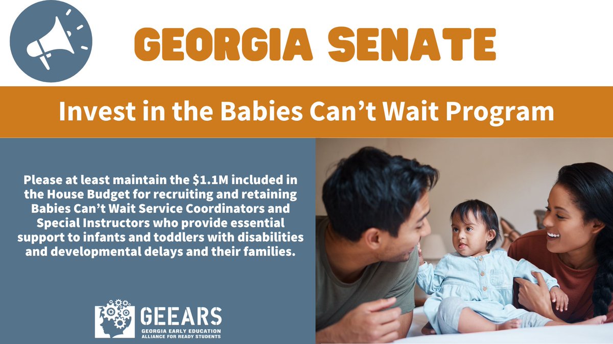 We are excited to see that the House added 1.1 M dollars to strengthen the Babies Can't Wait workforce and encourage the Senate to maintain or increase this funding in the budget.
