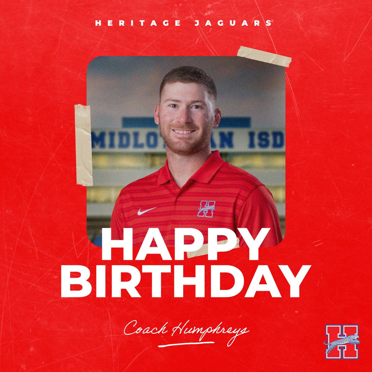 HeritageFtball's tweet photo. Happy Birthday to @HeritageFtball and @JagBaseball16 coach, @alc_humphrys !

We hope you have a great one! Thanks for all that you do for the Jags.

#Fight #GD2BAJ https://t.co/P9Hghi4zOM