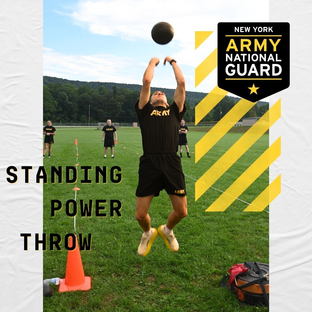 NationalGuardNY's tweet image. The Standing Power throw measures coordination and your ability to use your entire body as one unit of strength effectively.

Can you toss a ball overhead and behind you 13.2 meters?

nationalguard.com/new-york
#GoGuard #FitFriday #NYARNG