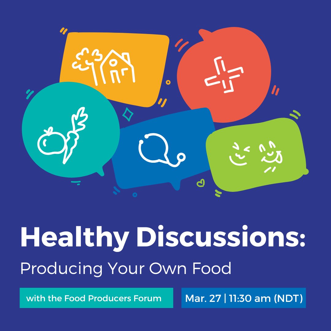 Are you interested in local food, growing your own fruits, vegetables or other crops, backyard farming or homesteading? 🥕🍅🐔 Join us for a Healthy Discussion with @FoodProducersNL next week! Register: bit.ly/healthy-discus… #NutritionMonth2025