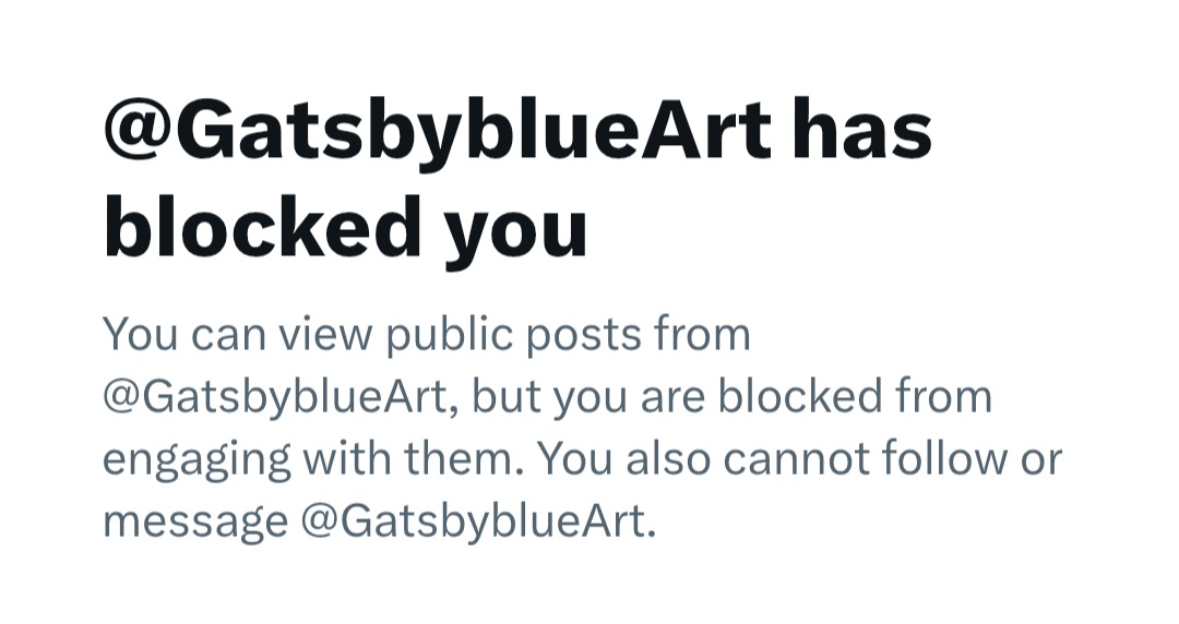 Synthetic_Raven's tweet photo. So I was blocked by @GatsbyBlueArt. They also deleted their tweet about me after the last post I made. For anyone unaware, I'm reposting that below. If only because I was never contacted prior. They deleted their message ONLY when I had something to say about it on Twitter. 1/12 https://t.co/VYetyUyG3n