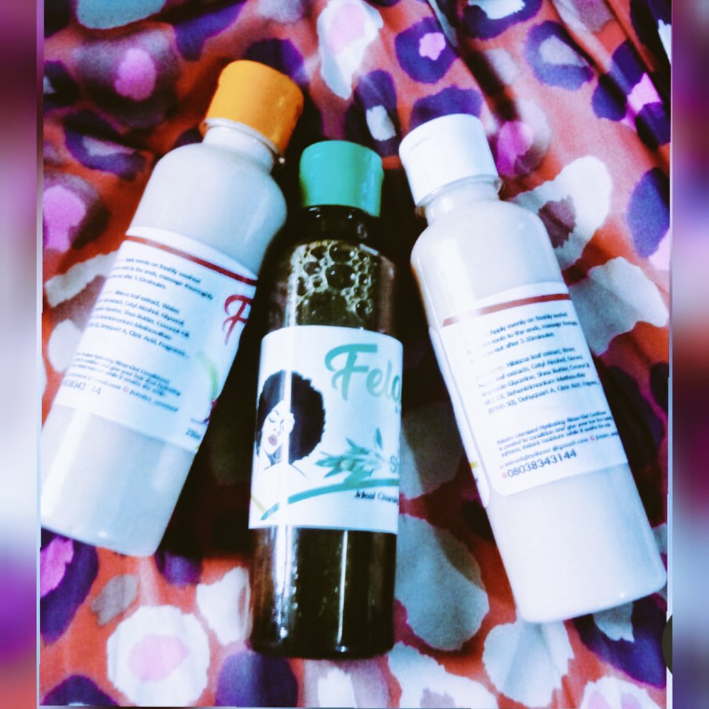 FeladesUnmixed's tweet image. Felades Unmixed Natural Hair Care Kit will attend to all your hair/scalp needs 👍🏾

Suitable for all hair types 

Frame 1= 13k (250ml set)
Frame 2= 27k (500ml set)
Frame 3= 27k (500ml set)
Frame 4= 64k (500ml Complete Set with Hair butter &amp;amp; 250ml Hair Oil elixir)

Location: Ibadan