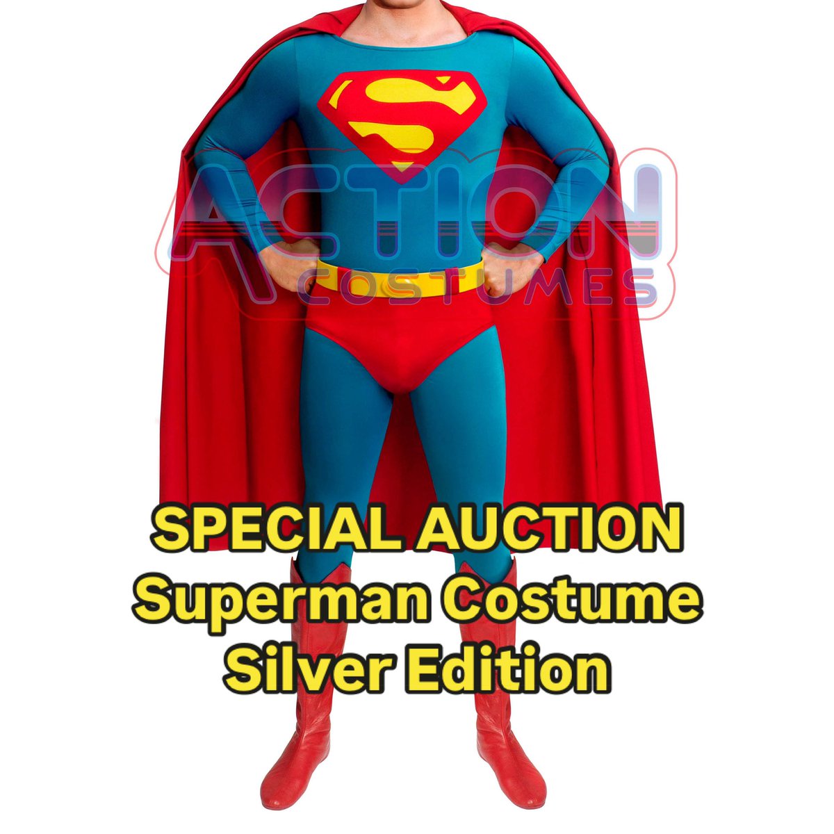 ActionCostumes's tweet photo. SPECIAL AUCTION Christopher Reeve Superman Costume Silver Edition - S/M/L size ends tomorrow!!😱⏰

https://t.co/Y6bihJelxk

Hurry up, don't miss your chance to own this beautiful costume! 

#superman #supermancostume #christopherreeve https://t.co/40RMoBYlYz
