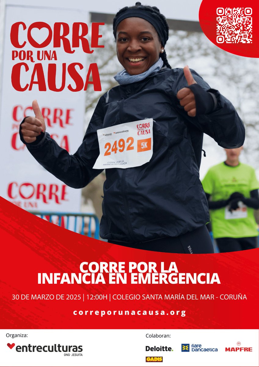 🏃🏃Corre por una causa🏃🏾🏃🏾
<a href="/Entreculturas/">Entreculturas</a> Coruña

🗓 Domingo 30 de marzo
📍 <a href="/csmm_oficial/">Santa María del Mar</a>

Inscripción 👇🏼 correporunacausa.org