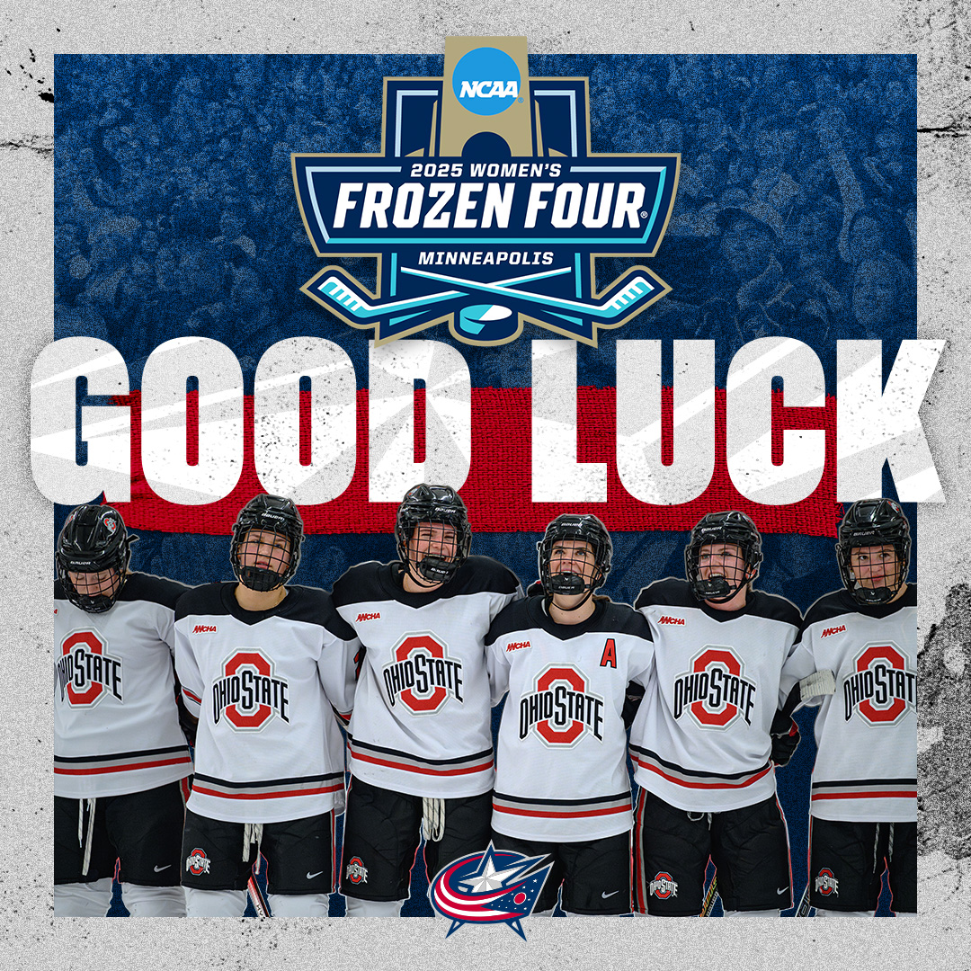 BlueJacketsNHL's tweet image. Best of luck to our friends @OhioStateWHKY as they take on Cornell in the Frozen Four today!

The #5thLine is cheering you on!💥

#CBJ | #GoBucks