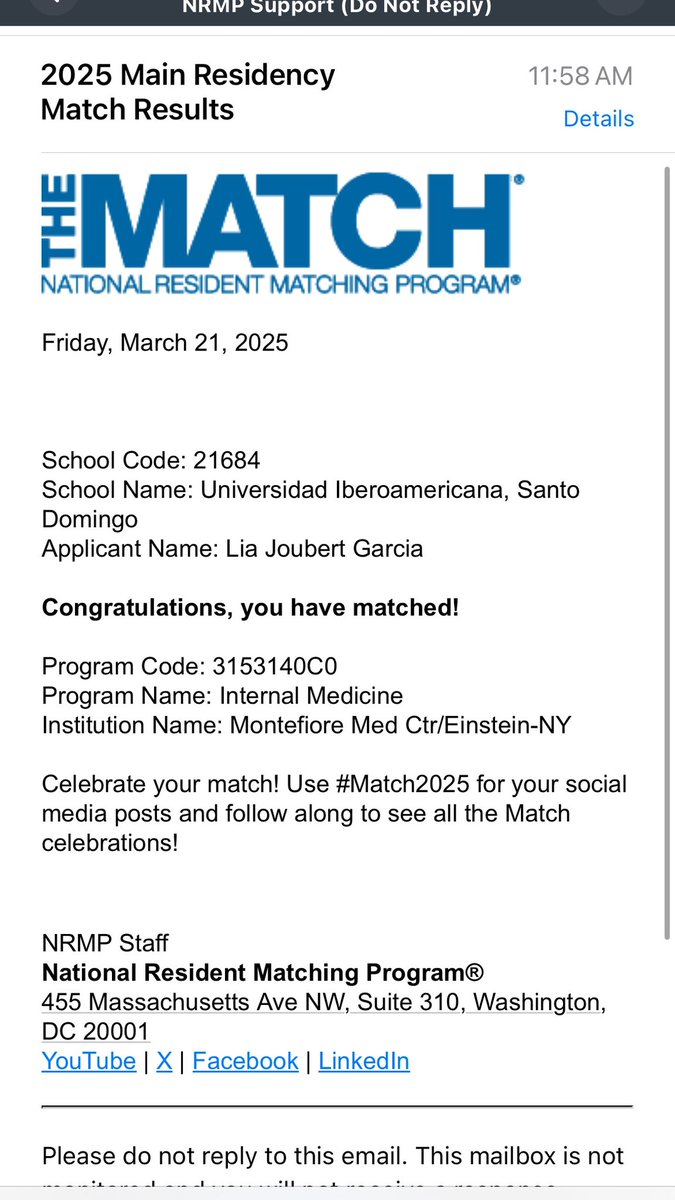 LiaJoubertMD's tweet image. I MATCHED AT MONTEFIORE!!!!!!💗💗💗 See you in a bit NYC!!!!!🥹🤞🏻 @montefioreIM @CarlosMatosMD @MejiaEliany @urenacard 🙏🏻 #Match2025 #InternalMedicine