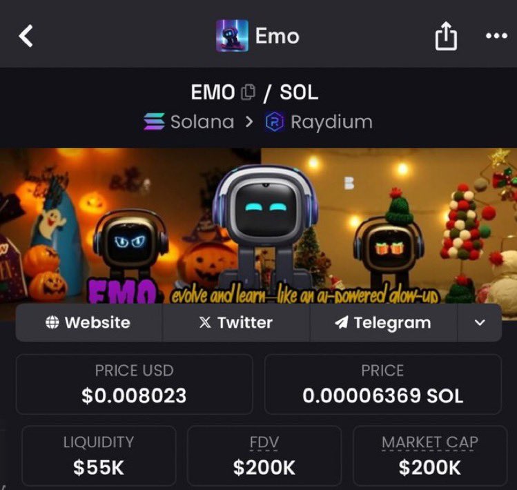 Coingifted's tweet photo. Shared $Emo at $200k mcap.

Join our TG for more calls.

#Eralab $Dugg $Guess $Anty $afuera $mirumi $memdex
$grumpy $rogers $Esim $yzy $pvs
#A47 $Flow $suede $Peng  $furm $Solana #memecoins #SolanaAirdrop https://t.co/7XBJYkMyuW