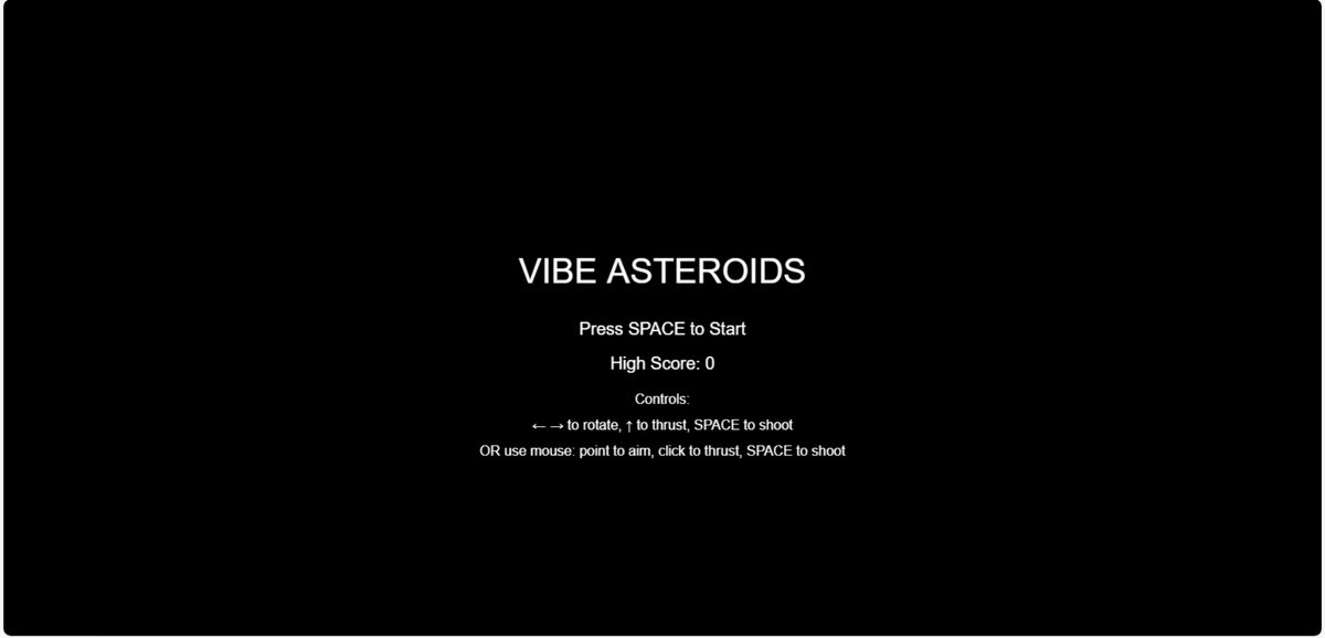 Probably the most non-creative start for a vibe code game: Asteroids. Or Vibe Asteroids. #vibecoding #vibecode #vibejam
gmx0.itch.io/vibe-asteroids