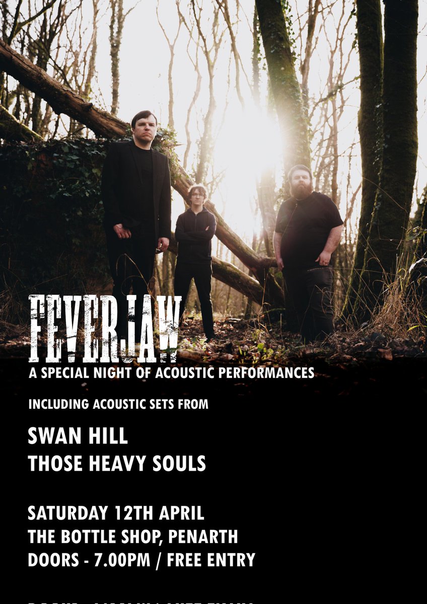 NEW SHOW ANNOUNCEMENT 

April 12th, The Bottle Shop, Penarth

Getting the acoustics out 🙌

With <a href="/swanhillband/">Swan Hill</a> <a href="/thoseheavysouls/">Those Heavy Souls</a> 

Free Entry