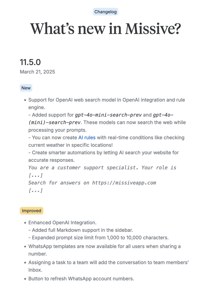 <a href="/sup/">Andy Feliciotti 🔥</a> <a href="/missiveapp/">Missive</a> Just released missiveapp.com/changelog