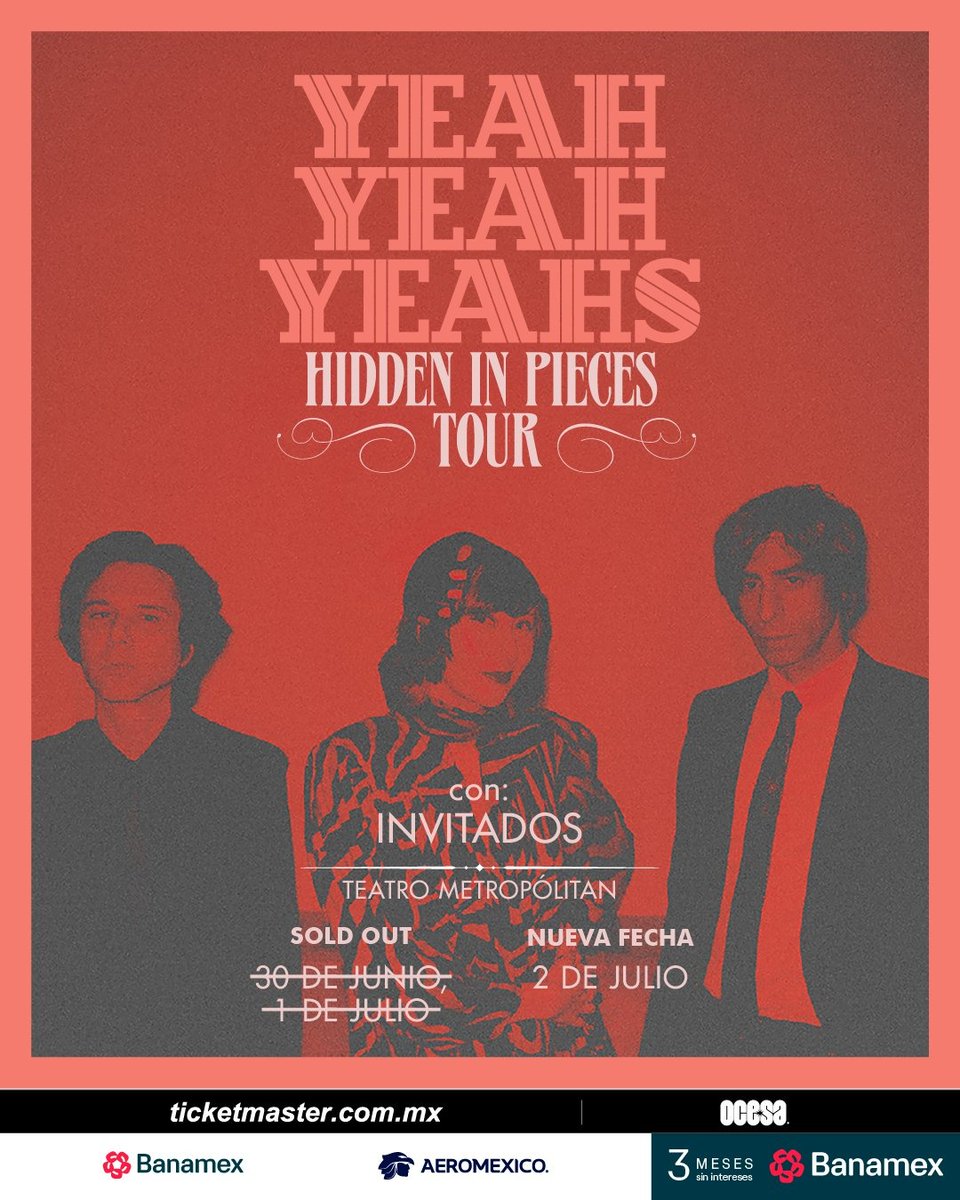 OnceNoticiasTV's tweet photo. ⭐️#Entretenimiento | Los Yeah Yeah Yeahs agotaron 2 fechas en #CDMX. Se abre una tercera fecha de su gira "Hidden in peaces".

@zanzittle en #OnceNoticiasDigital 🔻 https://t.co/XV5UYz4FrN