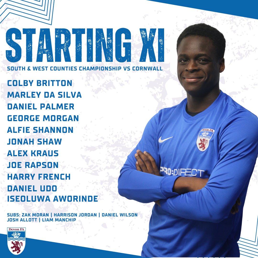 𝗦𝗧𝗔𝗥𝗧𝗜𝗡𝗚 𝗫𝗜 ⚽️

This is how your Devon FA U16 Boys lineup this evening! Remember you can follow live action on our Facebook page 📺

#DevonFootball