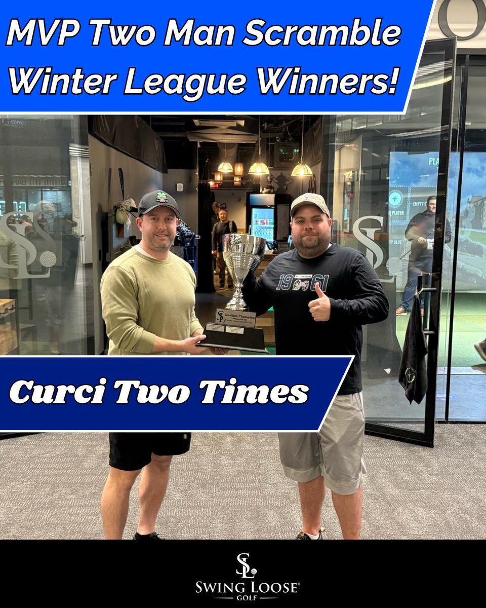 swingloosegolf's tweet photo. We Have Our MVP Two Man Scramble Winter League Winners!

-Congrats to Team Curci Two Times! 🏆🥳

-In the words of Joe Curci “We would like to put in a name change for next season to Curci Three times!” https://t.co/RvjANkHfB5