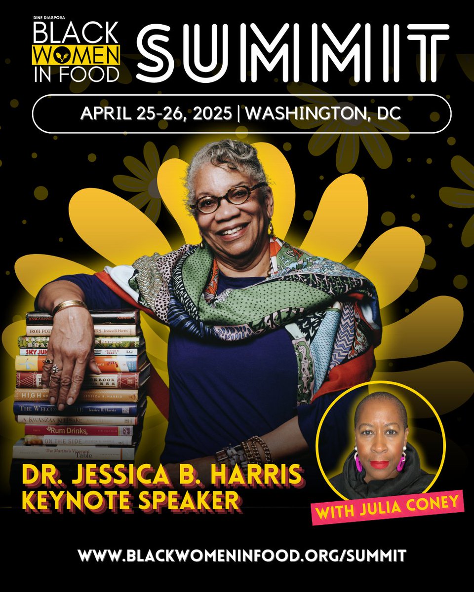 🚨 BIG ANNOUNCEMENT! 🚨
Two legends. One stage. Endless inspiration. ✨

Join us for a powerhouse keynote conversation with Dr. Jessica B. Harris &amp; Julia Coney

Mark your calendars for this incredible moment! : blackwomeninfood.org/summit 

#bwifsummit #blackwomeninfood #dinediaspora