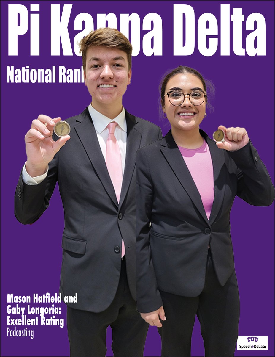 TCUSpeechDebate's tweet photo. TCU Speech &amp; Debate ended our 2024-2025 season with a sixth place national sweepstakes finish in debate. Go Frogs! https://t.co/twv2vB8ZwJ