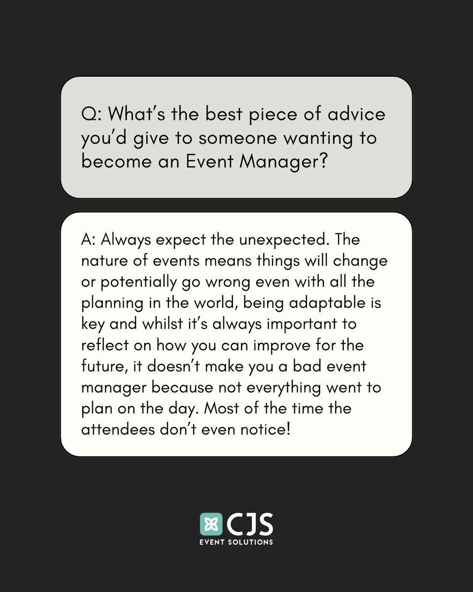 CJSEvents's tweet image. Get to know our Director, Atlanta a little better 🤭✨

[swipe for her Q&amp;amp;A] 

#EventsManager #UKEventProfs #ADayWithCharlotte #UKEvents