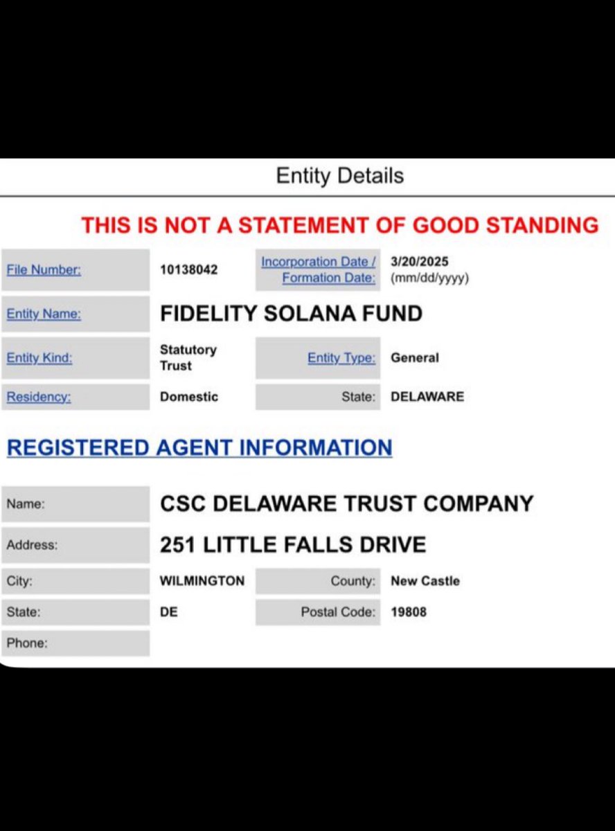 CryptoCurb's tweet photo. 🚨 JUST IN:   FIDELITY just registered a “FIDELITY SOLANA FUND”

Fidelity has $15 TRILLION AUM.

#SOLANA ⚡️ https://t.co/0EikRfUY4w