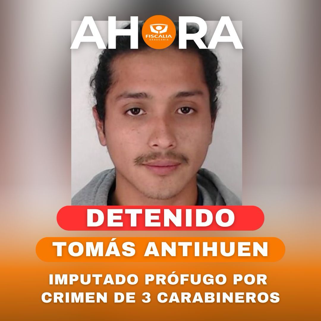 FISCALIA_IX's tweet image. ¡AHORA! En un operativo liderado por la Fiscalía de Alta Complejidad y ejecutado por Carabineros, fue detenido Tomás Antihuen, quien se mantenía prófugo por el homicidio de tres carabineros en Cañete, ocurrido el 27 de abril de 2024.  La captura se produjo en el Lago Lleu Lleu